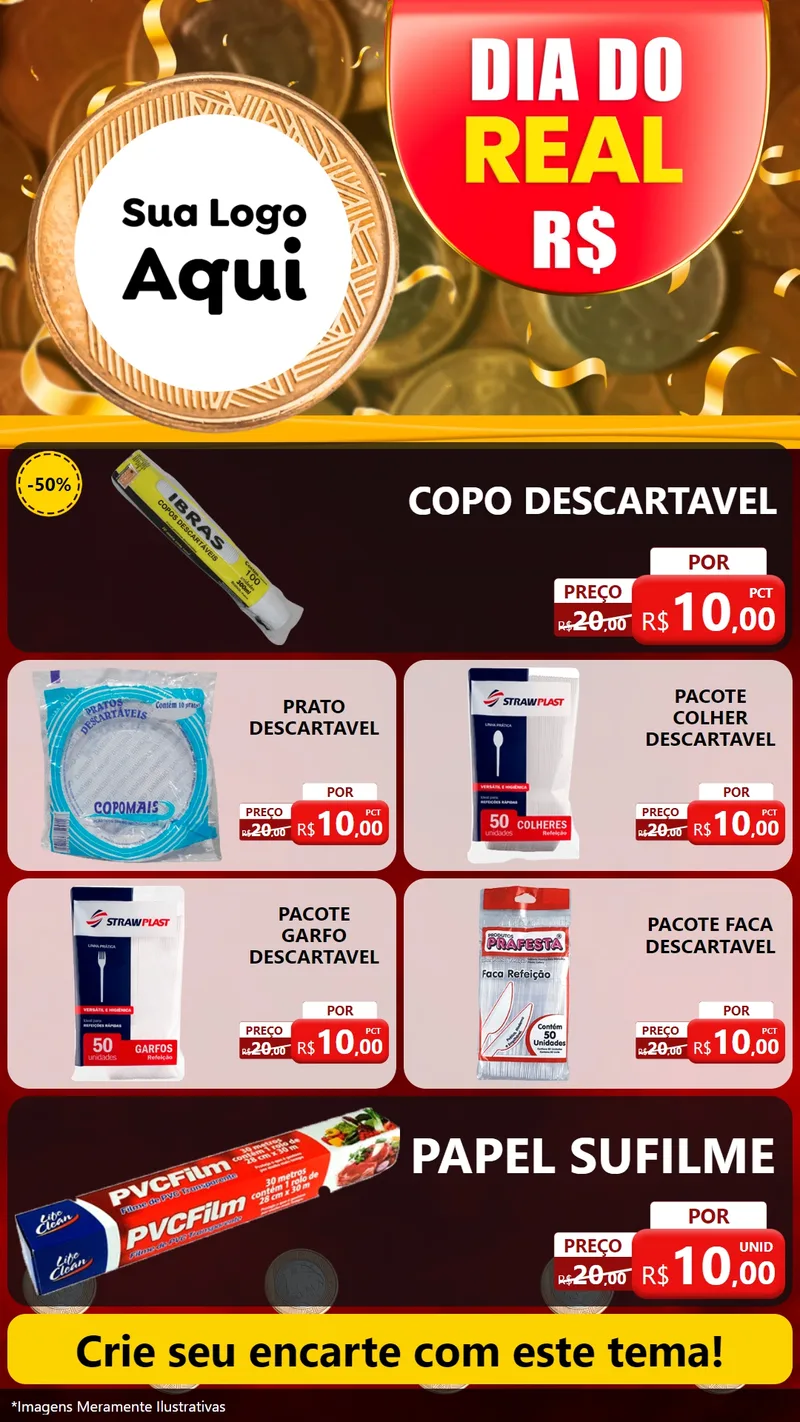 Modelo de TV para TV Vertical com o tema Dia do Real para Embalagens