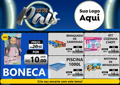 Modelo de Encarte para Encarte A4 Horizontal com o tema Sorteio Dia Dos Pais para Brinquedos