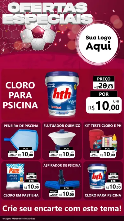 Modelo de Rede Social para Stories com o tema Ofertas Especiais - Futebol para Produtos para Piscina