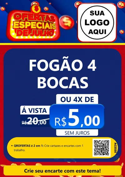Modelo de Cartaz para Cartaz A4 Vertical com o tema Ofertas Especiais de Julho para Móveis e Eletro