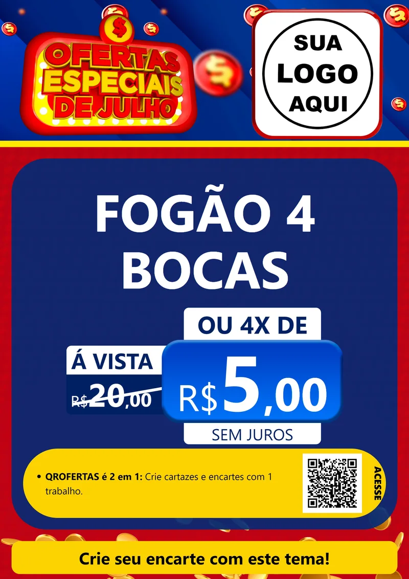 Modelo de Cartaz para Cartaz A4 Vertical com o tema Ofertas Especiais de Julho para Móveis e Eletro