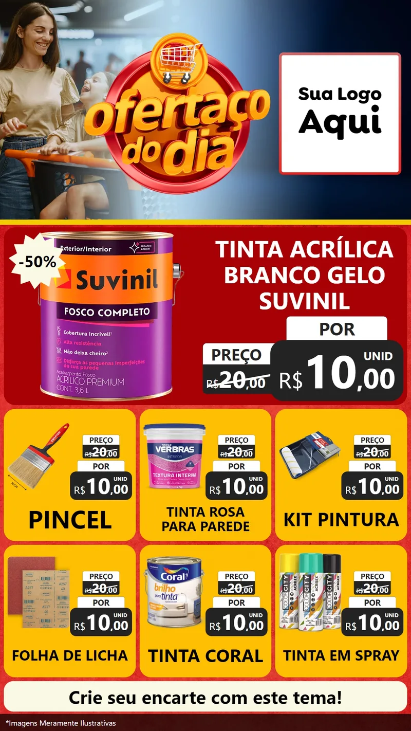 Modelo de Rede Social para Stories com o tema Ofertaço Do Dia para Tintas e Ferramentas