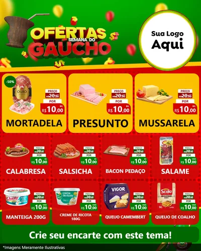 Modelo de Rede Social para Feed Instagram com o tema Ofertas Semana Do Gaúcho para Frios e Laticínios