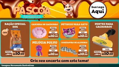 Modelo de TV para TV Horizontal com o tema Páscoa Fantástica para Pet Shop