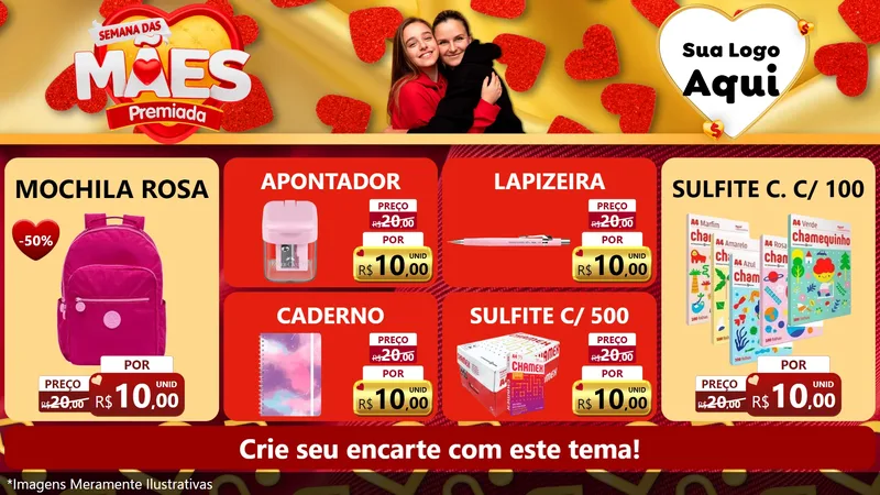 Modelo de TV para TV Horizontal com o tema Semana das Mães Premiada para Papelaria