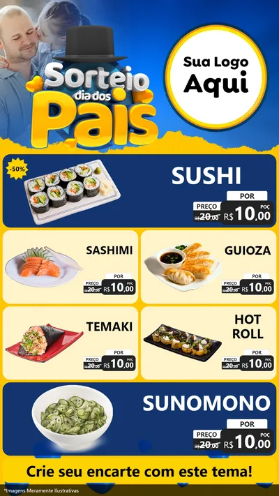 Modelo de TV para TV Vertical com o tema Sorteio Dia Dos Pais para Comida japonesa