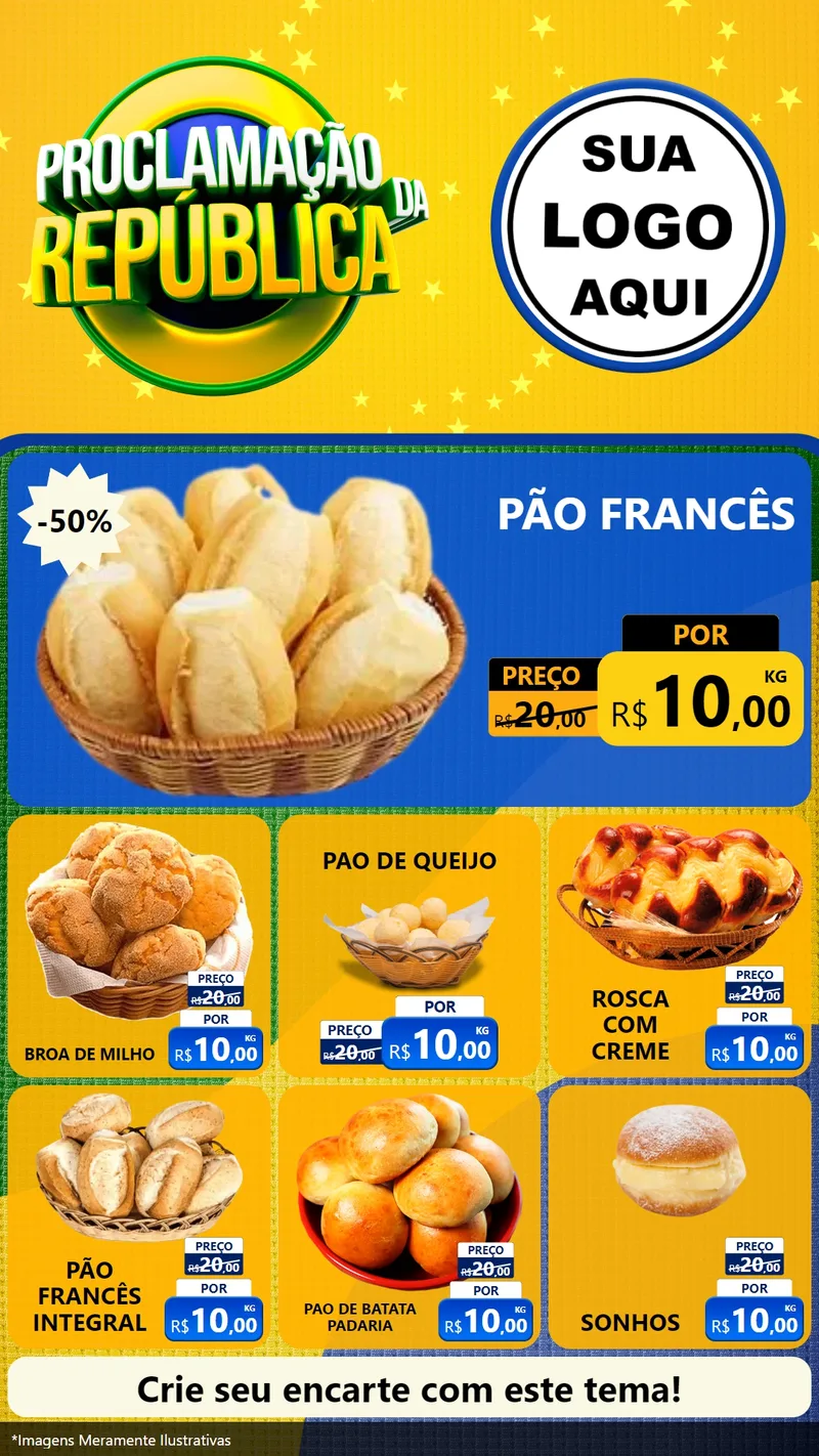 Modelo de Rede Social para Stories com o tema Proclamação da República para Padaria