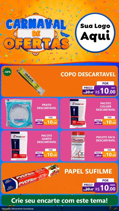 Modelo de TV para TV Vertical com o tema Carnaval de Ofertas para Embalagens