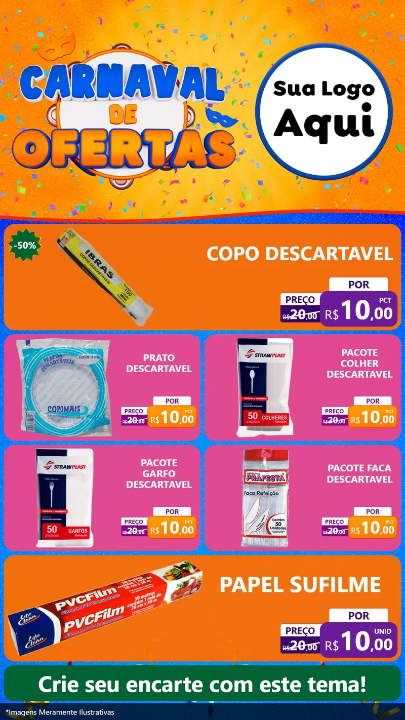 Modelo de TV para TV Vertical com o tema Carnaval de Ofertas para Embalagens