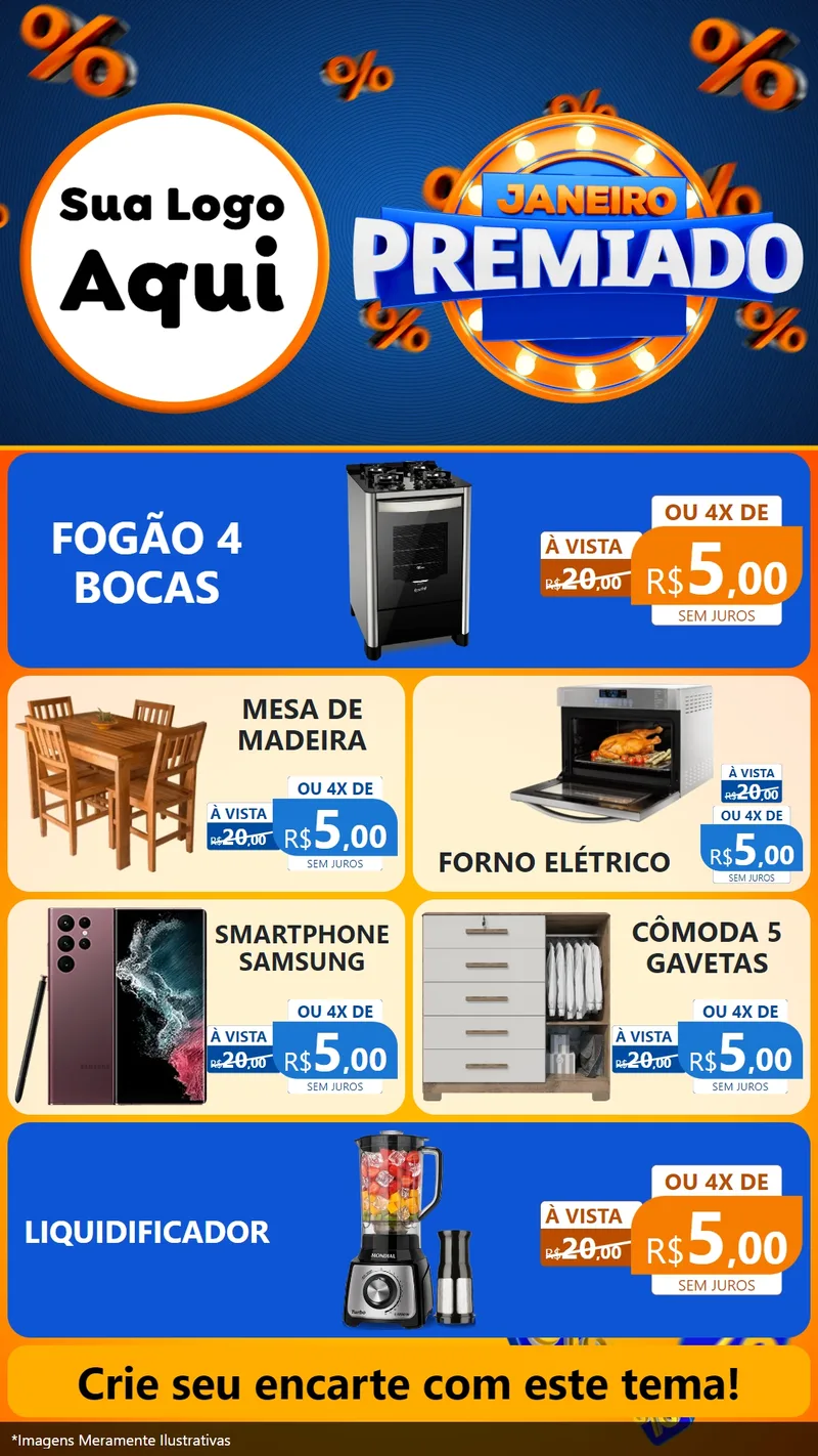 Modelo de TV para TV Vertical com o tema Janeiro Premiado para Móveis e Eletro
