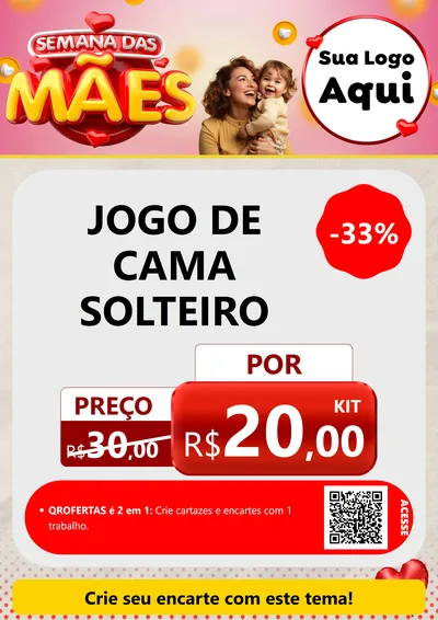Modelo de Cartaz para Cartaz A4 Vertical com o tema Semana das Mães para Cama, Mesa e Banho