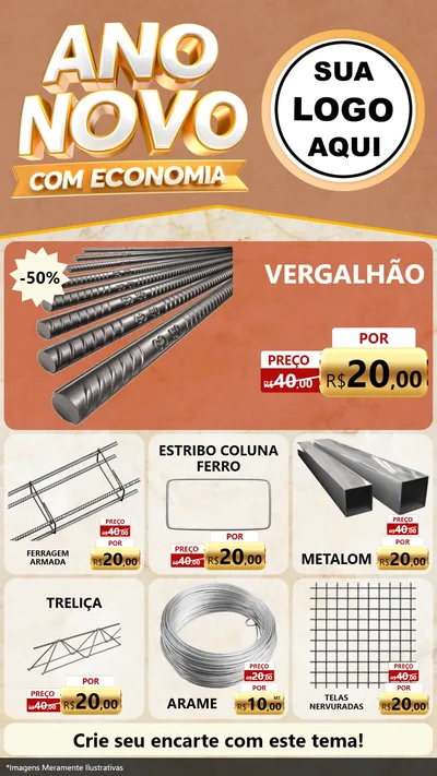 Modelo de Rede Social para Stories com o tema Ano Novo Com Economia para Ferragens