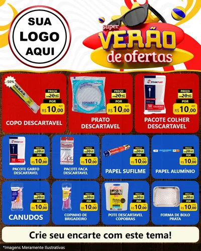 Modelo de Rede Social para Feed Instagram com o tema Super Verão de Ofertas para Embalagens