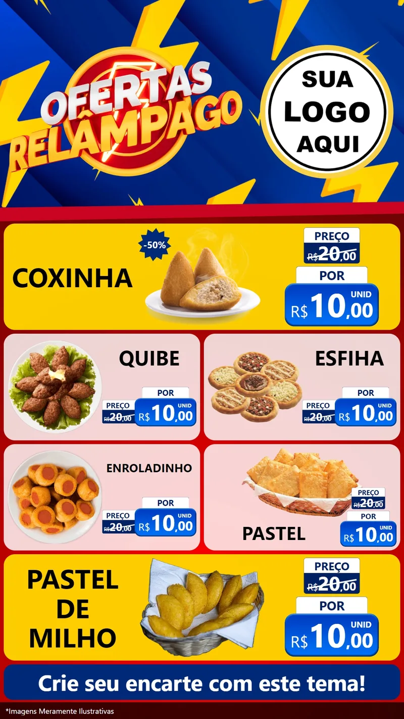 Modelo de TV para TV Vertical com o tema Ofertas Relâmpago para Salgadaria