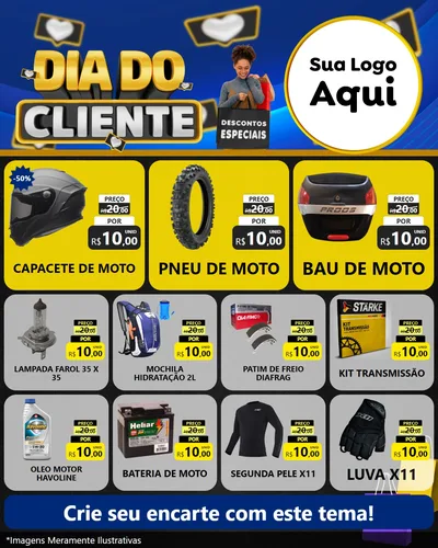Modelo de Rede Social para Feed Instagram com o tema Dia Do Cliente para Moto peças