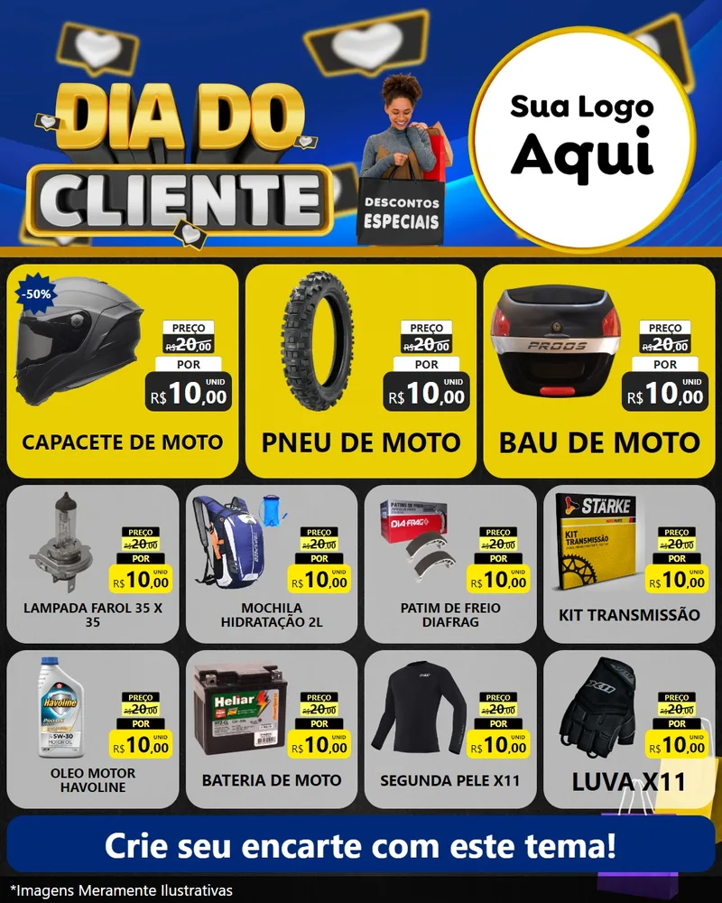 Modelo de Rede Social para Feed Instagram com o tema Dia Do Cliente para Moto peças