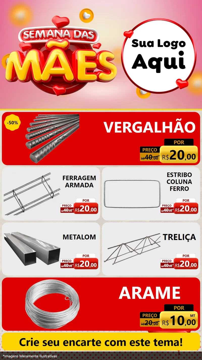 Modelo de TV para TV Vertical com o tema Semana das Mães para Ferragens