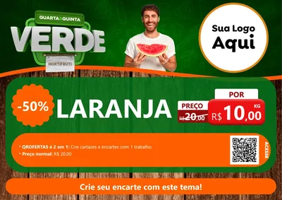 Modelo de Cartaz para Cartaz A4 Horizontal com o tema Quarta e Quinta Verde - Hortifruti para Hortifrúti