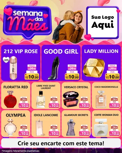Modelo de Rede Social para Feed Instagram com o tema Semana das Mães para Perfumes