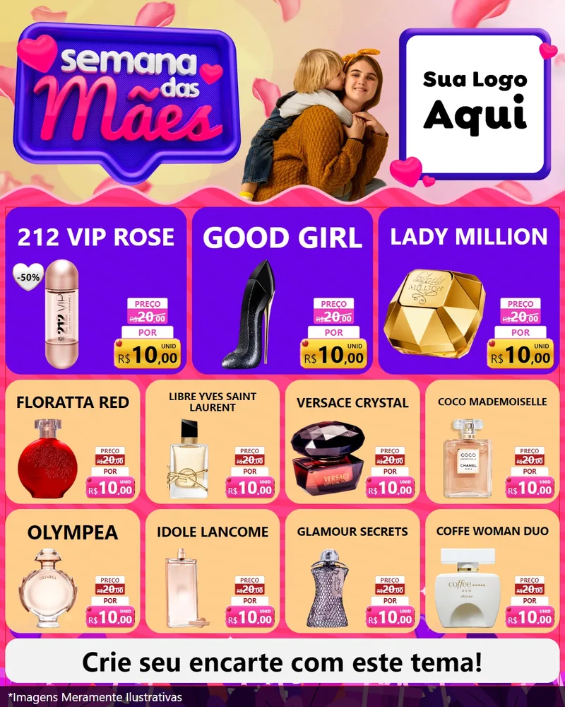 Modelo de Rede Social para Feed Instagram com o tema Semana das Mães para Perfumes