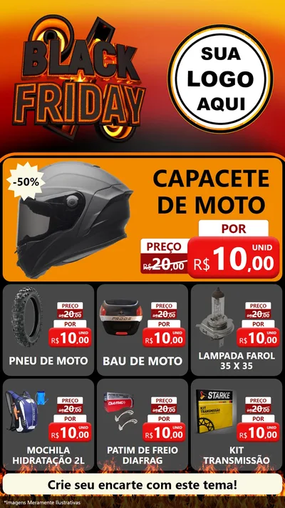 Modelo de Rede Social para Stories com o tema Black Friday para Moto peças