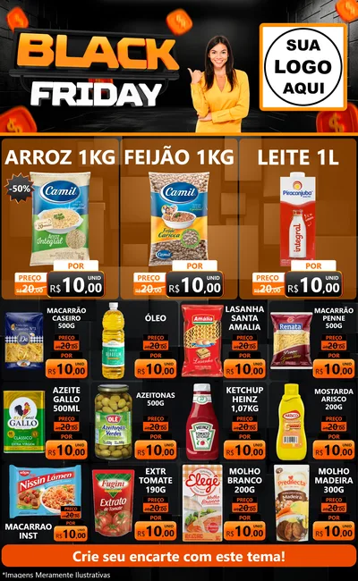 Modelo de Encarte para Encarte Grande com o tema Black Friday para Supermercado