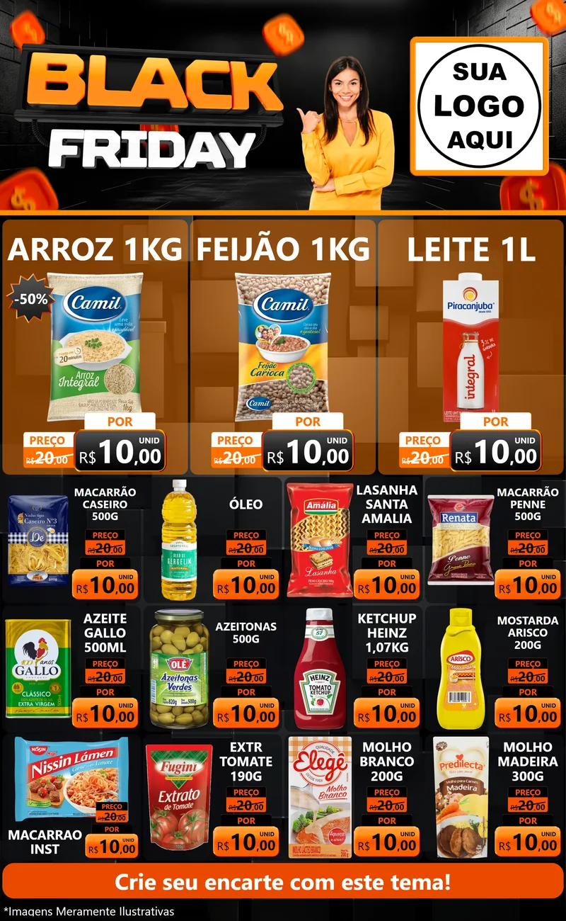 Modelo de Encarte para Encarte Grande com o tema Black Friday para Supermercado