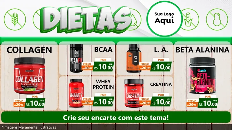 Modelo de TV para TV Horizontal com o tema Dietas para Suplementos alimentares