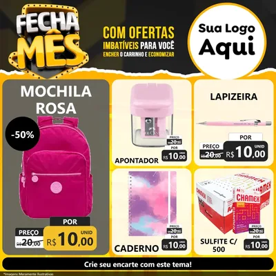 Modelo de Rede Social para Feed Facebook com o tema Fecha Mês para Papelaria
