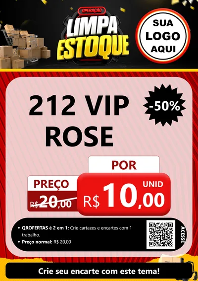 Modelo de Cartaz para Cartaz A4 Vertical com o tema Operação Limpa Estoque para Perfumes
