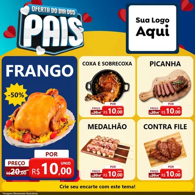 Modelo de Rede Social para Feed Facebook com o tema Oferta Do Dia Dos Pais para Assados