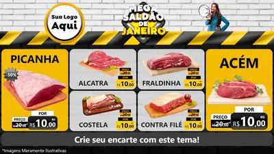 Modelo de TV para TV Horizontal com o tema Mega Saldão de Janeiro para Açougue