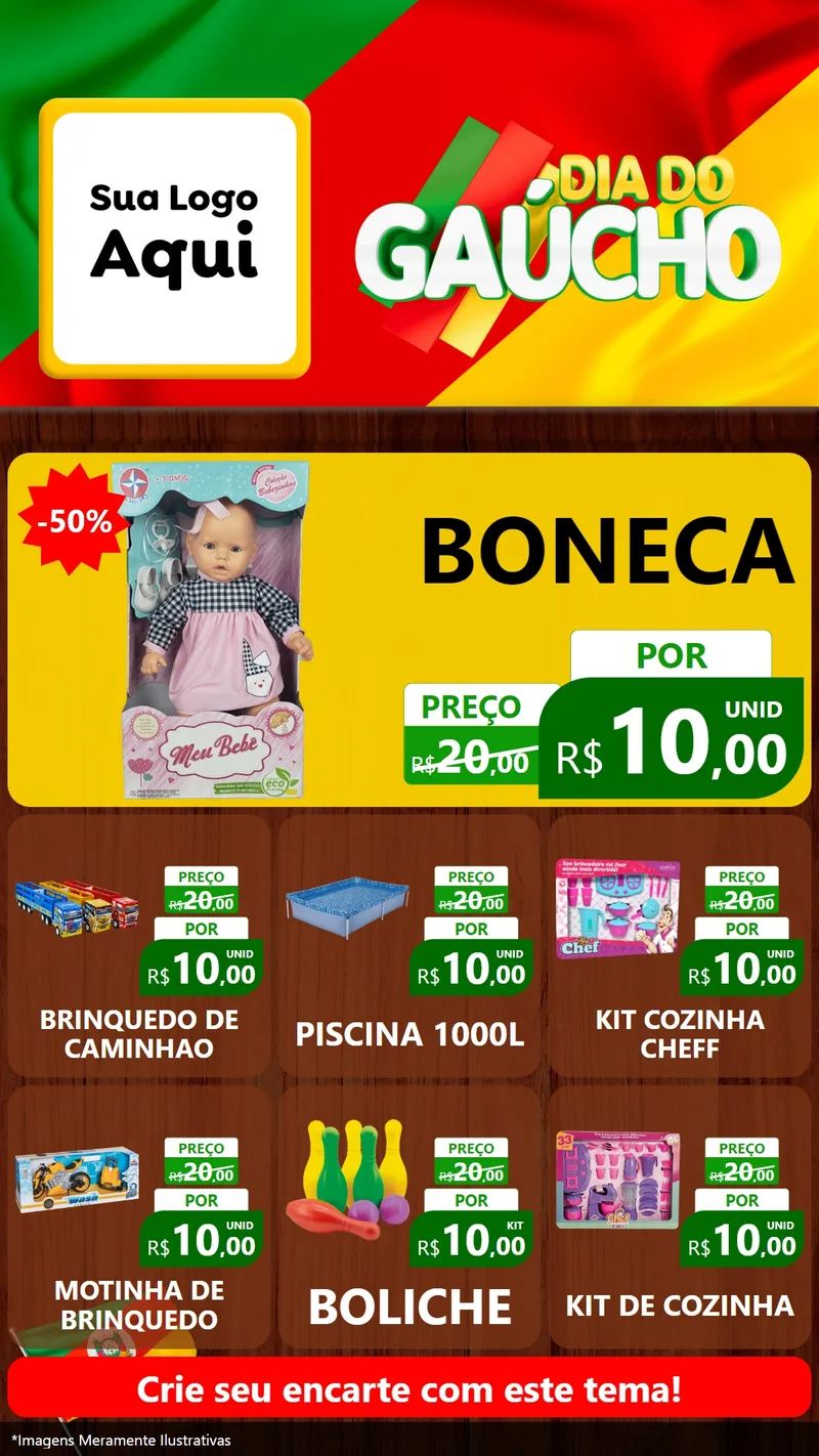Modelo de Rede Social para Stories com o tema Dia do Gaúcho para Brinquedos