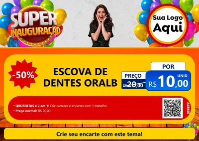 Modelo de Cartaz para Cartaz A4 Horizontal com o tema Super Inauguração para Higiene Pessoal
