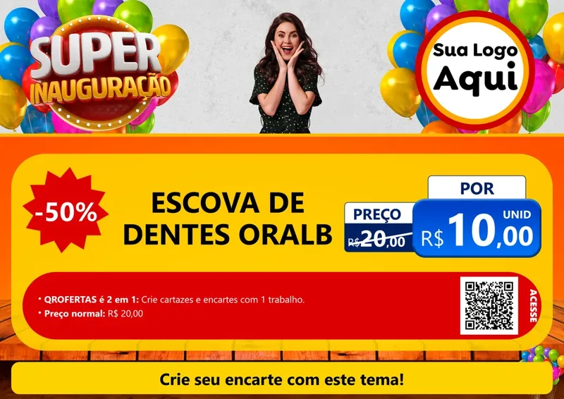 Modelo de Cartaz para Cartaz A4 Horizontal com o tema Super Inauguração para Higiene Pessoal