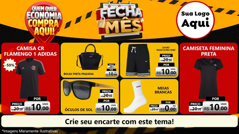 Modelo de TV para TV Horizontal com o tema Fecha Mês para Roupas e acessórios