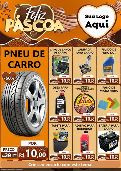 Modelo de Encarte para Encarte A4 Vertical com o tema Feliz Páscoa para Auto peças