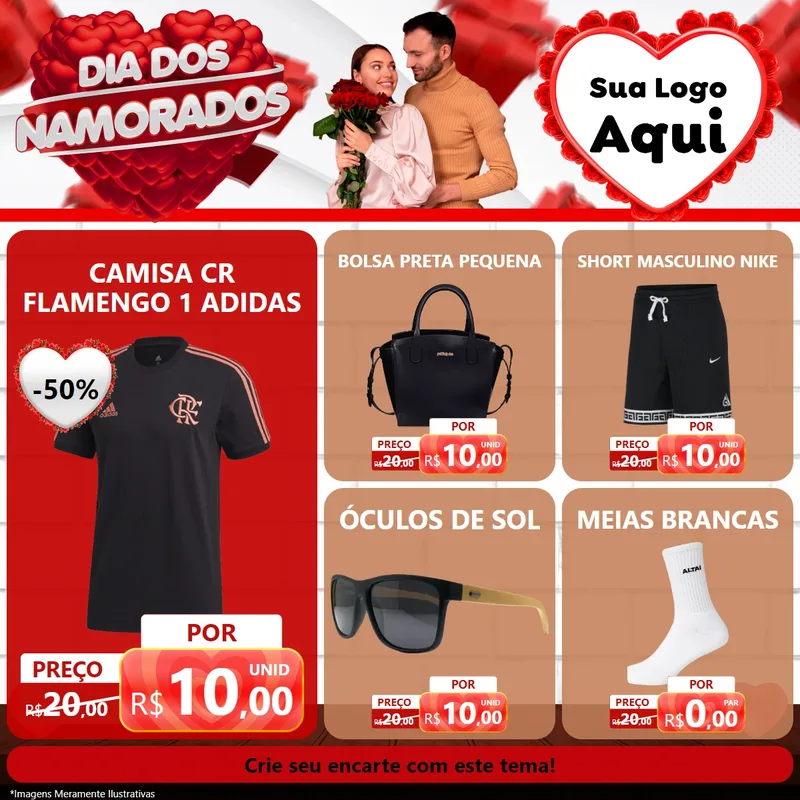 Modelo de Rede Social para Feed Facebook com o tema Dia dos Namorados para Roupas e acessórios