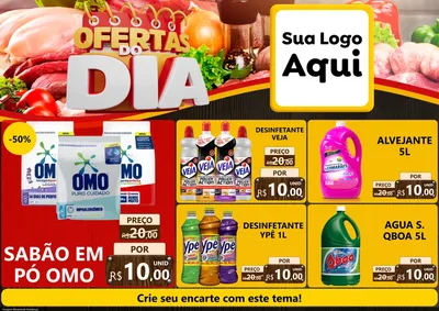 Modelo de Encarte para Encarte A4 Horizontal com o tema Ofertas do Dia para Produtos de Limpeza