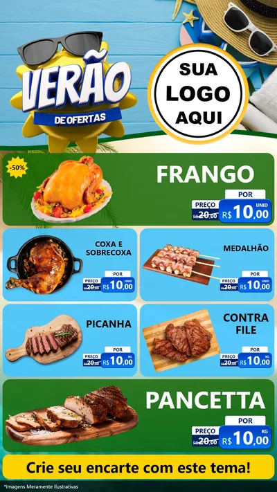 Modelo de TV para TV Vertical com o tema Verão de Ofertas para Assados