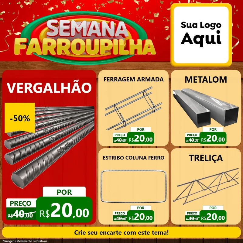 Modelo de Rede Social para Feed Facebook com o tema Semana Farroupilha para Ferragens