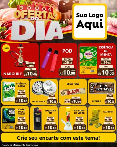 Modelo de Rede Social para Feed Instagram com o tema Ofertas do Dia para Tabacaria
