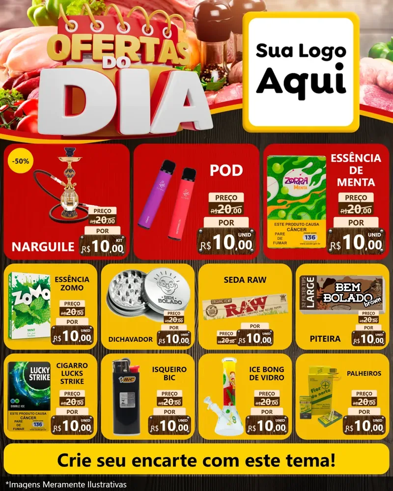 Modelo de Rede Social para Feed Instagram com o tema Ofertas do Dia para Tabacaria