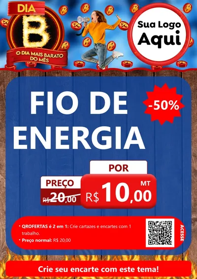 Modelo de Cartaz para Cartaz A4 Vertical com o tema Dia B - O Dia Mais Barato Do Mês para Materiais Elétricos
