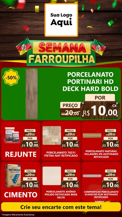Modelo de Rede Social para Stories com o tema Semana Farroupilha para Pisos e revestimentos