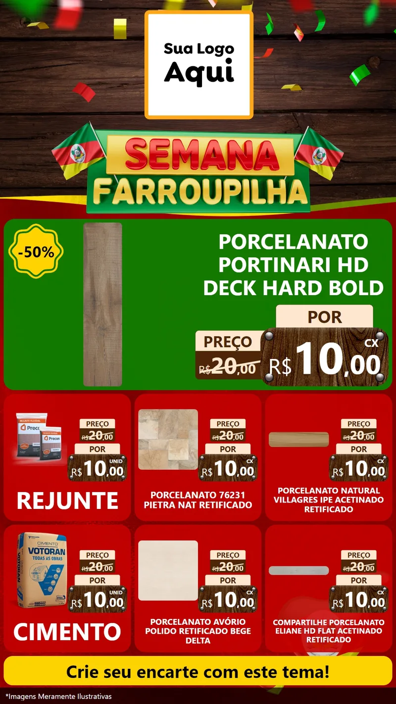 Modelo de Rede Social para Stories com o tema Semana Farroupilha para Pisos e revestimentos