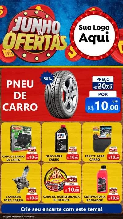 Modelo de Rede Social para Stories com o tema Junho de Ofertas para Auto peças