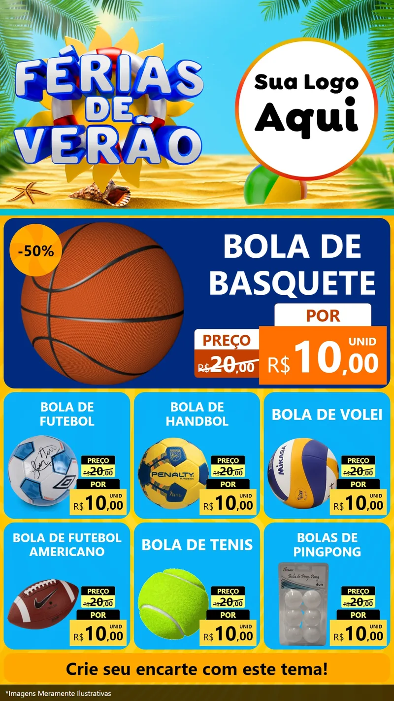 Modelo de Rede Social para Stories com o tema Férias de Verão para Artigos Esportivos