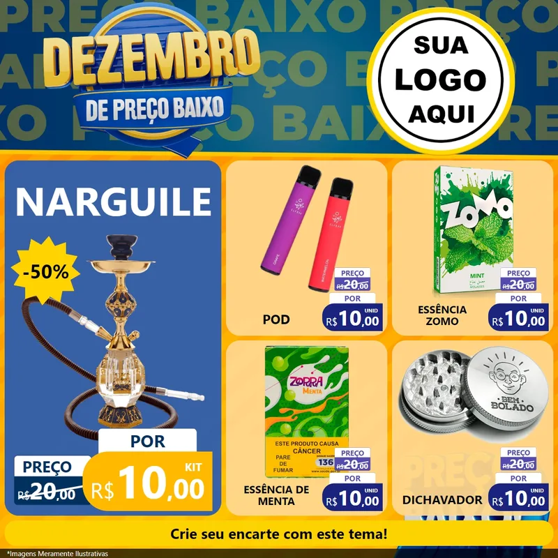 Modelo de Rede Social para Feed Facebook com o tema Dezembro de Preço Baixo para Tabacaria