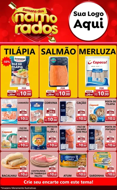 Modelo de Encarte para Encarte Grande com o tema Semana dos namorados para Peixaria